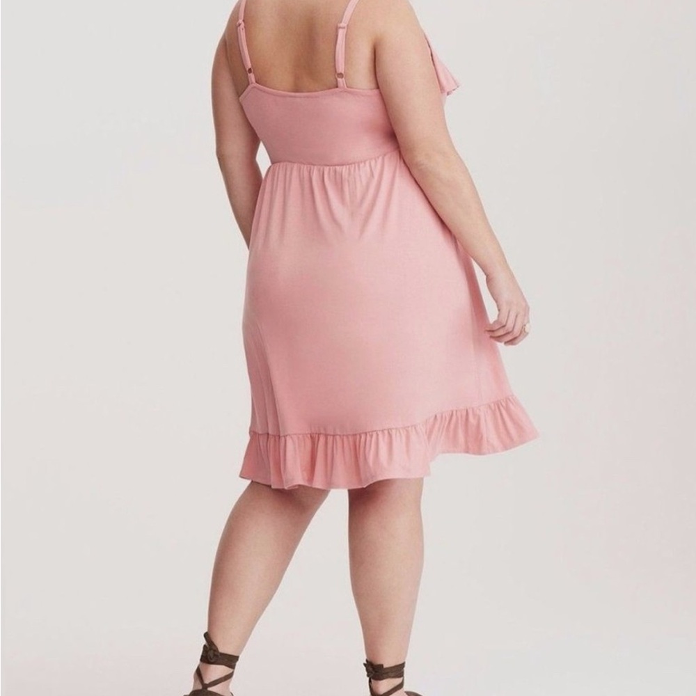 Torrid Dusty Rose Ruffle Tank Skater Dress, size 00x - Picture 3 of 3
